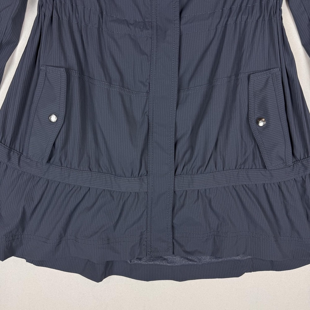 Lululemon Jacket Womens Small Blue Hooded Full Zip Windbreaker Long Ruffle Hem - Picture 6 of 15